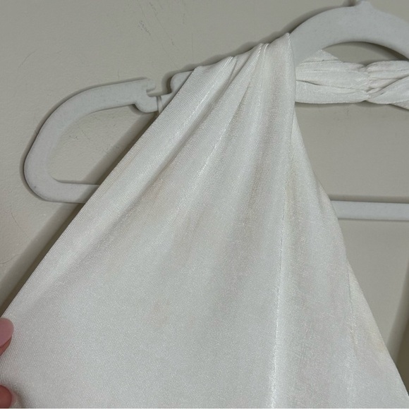 MISHA Size 8 Callie Mini Ruched Halter Summer White Dress - Picture 10 of 10